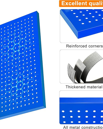 Metal Pegboard Panels 24" x 12" 4 Pack Heavy Duty Steel Pegboard Wall Organizer, Garage Utility Tools Pegboard Storage System for Workbench, Shop, Shed Modular Peg Board Organizer Board Kit (Blue)