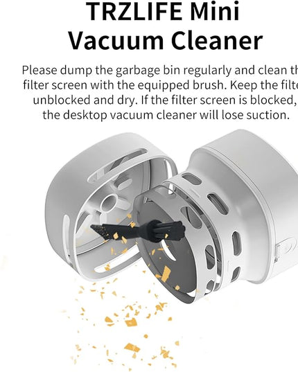 TRZLIFE Desk Vacuum Cleaner, Portable USB Rechargeable Mini Handheld Cleaner Sucks Up Crumbs Debris from Desktop Countertop Drawer, Perfect Office Desk Accessory, Ideal Valentine's Day Gift Pink