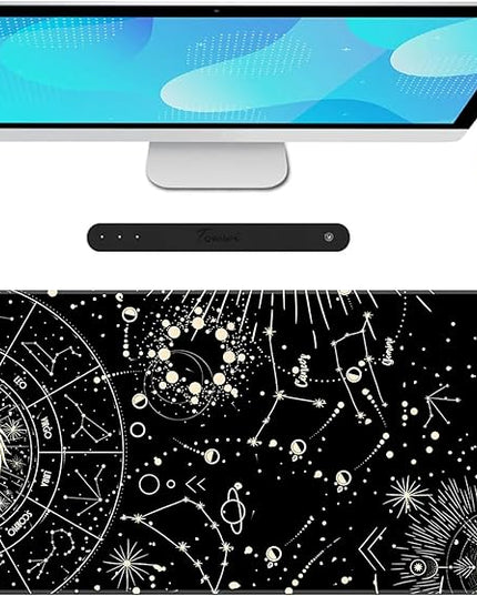 Galdas Gaming Mouse Pad XXL XL Large Long Extended Big Mousepad Non-Slip Rubber Keyboard Desk Pad with Stitched Edges for Laptop Home Office (31.5x11.8x0.08 Inch) … (Black Moon)