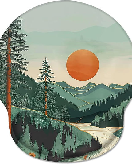 Ergonomic Mouse Pad Wrist Support, Sunset Mountain Mouse Pads with Wrist Rest, Computer Mousepad for Desk with Non-Slip Base, Comfortable Mouse Pad for Work Accessories Office Supplies Decor