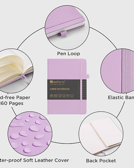 &And Per Se Lined Journal Notebook, 160 Pages, A5 5.7 x 8 inches College Ruled Thick Paper Notebook Journals for Writing, Hardcover Notebooks for Women Men Office School (1 Pack, Lavender)
