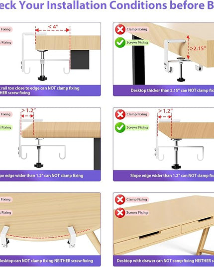 Univivi No Drill Under Desk Cable Management Tray, 48" Cord Organizer for Table, Clamp/Screw Mount Desk Cable Management, Premium Fabric Cable Management Tray for Office, Home (Extra Large)