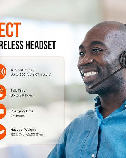 Spracht Wireless Headset Single Ear | Desktop Phones only | DECT Headset | Background Noise Canceling Mic (Single-Ear) (Mono) HS-2018 Zum Maestro