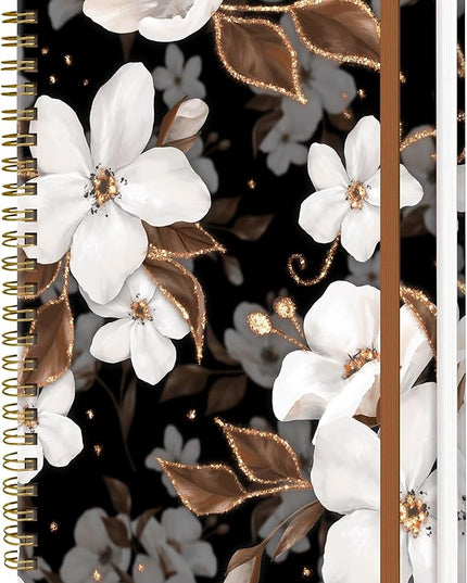 Spiral Journal Notebook for Women, Hardcover A5 College Ruled Notebook, 60 Sheet, Thick Paper, Cute Lined Journal for School, Office & Work, 6 x 8.4 in(Cute Flower)