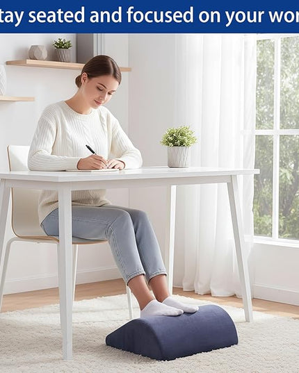 Foot Rest for Under Desk at Work, Ergonomic Under Desk Footrest with Washable Cover for Office, Home & Gaming Leg Elevation Pillow Blue