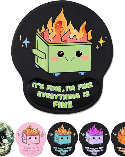 Ergonomic Mouse Pad with Wrist Support, Dumpster on Fire Gel Mouse Pads Wrist Rest for Desk, Cute Funny Comfortable Computer Mousepad for Gaming Laptop Work Home Accessories Office Supplies Decor