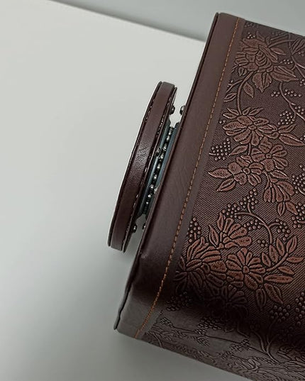 Antique Leather Remote Control Holder 360 Degree Spinning,Desk Rotating Organizer/Caddy for TV Remote Controllers,Pen,Calculator Media Player,DVD,Office Supplies,Mobile Phone Storage Box (Retro)