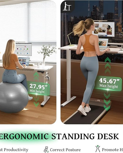SIAGO Electric Standing Desk Adjustable - 63 x 24 Inch Sit Stand up Desk with Cable Management - 3 Memory Preset Adjustable Height Table