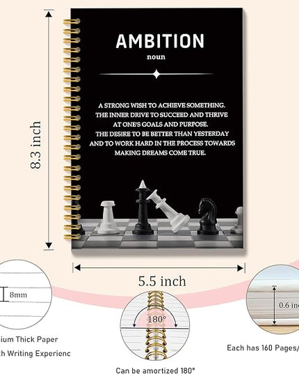 Ambition Motivational Notebook Journal, Inspirational Journal Notebook for Work, Office Gifts for Coworker Colleague, Gifts for Employees, Hardcover Spiral Notebooks 5.5x8.3