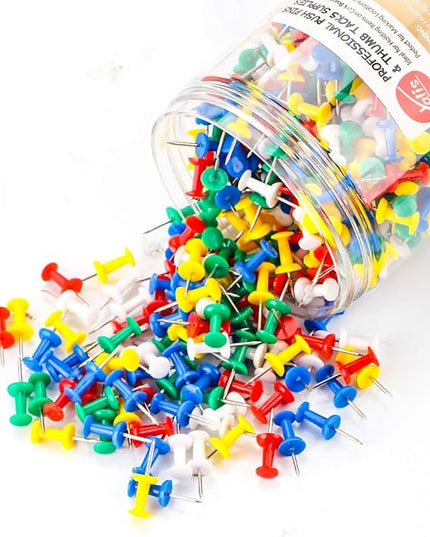 Yalis Push Pins 600 Count, Standard Multicolored Thumb Tacks Steel Point and Colors Plastic Head