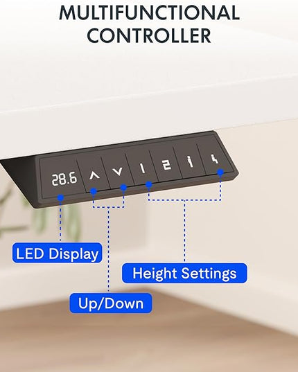 FLEXISPOT EN2 Whole-Piece Standing Desk with Clamp Power Strip, 48x24 Electric Stand Up Height Adjustable Desk with Cable Management (White Frame + 48" White Top)