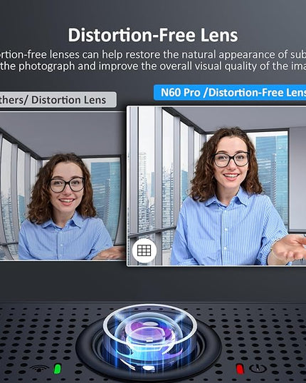 NexiGo N60 Pro (Gen 2) 1080P Webcam with Distortion-Free Lens, USB A to Type-C Data Cable, Noise Reduction Mic & Privacy Cover, for Zoom/Skype/Teams/Webex, Laptop MAC PC Desktop