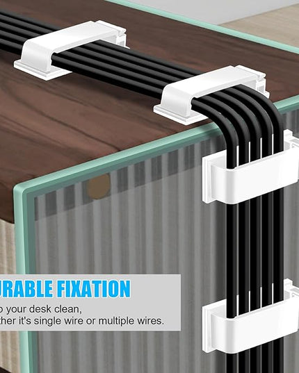 XHF 40 PCS Self Adhesive Cable Clips(XL) White,Wire Clips Cable Management Wire Organizer Cord Holder for Under Desk, Car, Wall, TV PC Ethernet Cable
