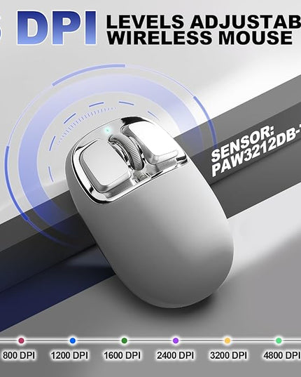 YUNZll C1 Silicone Wireless Mouse, Tri-Mode 2.4G/USB-C/Bluetooth Mouse, 4800 DPl Optical Tracking, 6 Adjustment Levels,Customize Mice for Laptop, Computer, iPad, MacBook (Gray Silver)