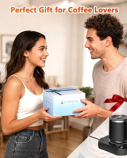 Coffee Mug Warmer & Cup Set - Desk Coffee Cup Warmer for Office/Home with 8-Temp Fast Heating (176℉ Max), Auto Shut Off, Gravity-Induction, 1-12H Timer - Ideal Gift for Coffee Lovers