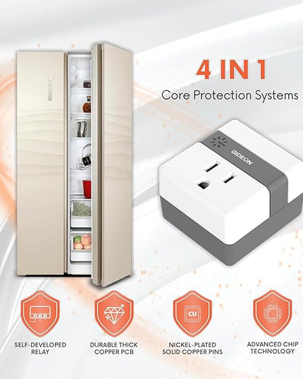GIDEON Single Outlet Surge Protector with Voltage Protection and Ground Protected Light Indicators, 1800W Mini Wall Socket Smart Plug for Refrigerator, TV, PC and Home Appliances, 15A 120V