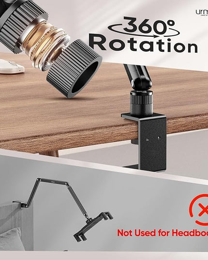 Urmust Portable Monitor Stand 15.6", iPad Stand for Desk, Portable Monitor Holder up to 18.5" Holds, Adjustable Desktop Tablet Arm Mount, Apple iPad Holder for Desk, for 4.7"-12.9" i Pad Pro/Air/Mini