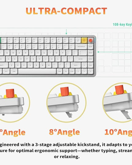 nuphy Air75 V3 Hot Swappable Wireless Mechanical Keyboard, 84 Keys 75% Custom Low Profile Keyboard with Knob, RGB Backlit, Gasket Mounted, Support Bluetooth/2.4GHz/USB-C,Black-Blush Nano