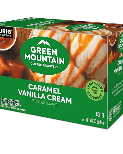 Green Mountain Coffee Roasters Caramel Vanilla Cream, Keurig Single Serve K-Cup Pods, Light Roast Coffee, 60 Count, (6 Packs of 10)