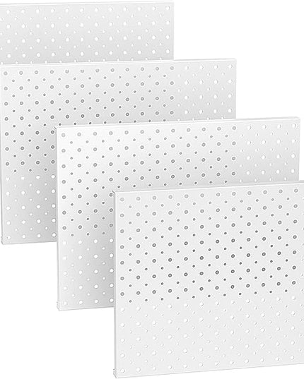 EVERHANGER Metal Pegboard Panels, Heavy Duty Pegboard Wall Organizer, Garage Wall Panels, Tool Storage Organization, 12"X16", 4pcs, White