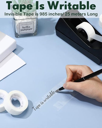 Yahenda 10 Pack Desktop Tape Dispenser Non Skid Base with 0.7 x 985 Inches Invisible Tape Refills Bulk Weighted Roll Dispenser for Office Home School