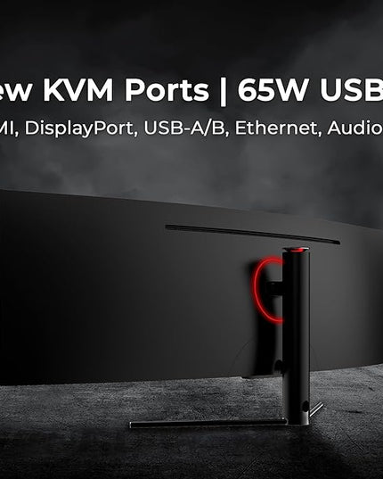 Deco Gear Curved 49” Super Ultrawide Gaming Monitor, 32:9 WDFHD 3840×1080, 144Hz, 4ms, 3000:1 VA, HDR400, Adaptive Sync, USB-C 65W, HDMI/DP, PBP/PIP, KVM, 1800R, American Seller