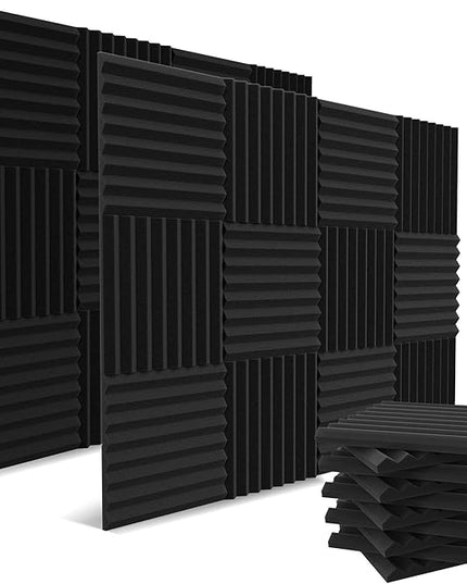 52 Pack Acoustic Panels 1 X 12 X 12 Inches - Acoustic Foam - High Density- Soundproof Studio Wedges - Charcoal