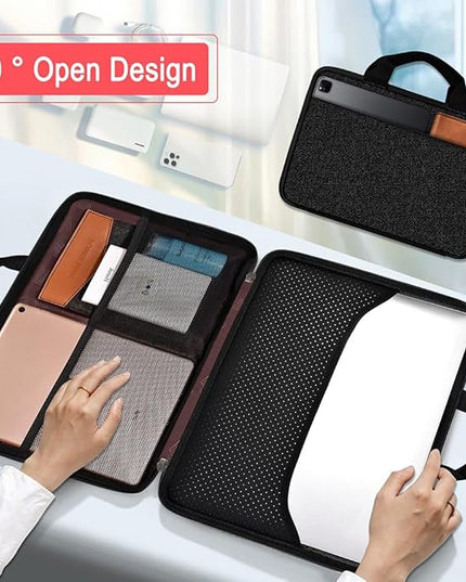Hseok Laptop Case 13.3-14 inch Briefcase Handbag, Water-Resistant and Shockproof Computer Sleeve Compatible with MacBook Pro 14", Mac Air/Pro 13.3" and 13"-14" Notebooks Chromebooks,Black