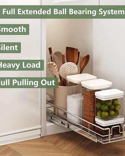 LOVMOR Pull Out Cabinet Organizer 7½" W x 21½" D, Kitchen Cabinet Pull Out Shelves Slide Out Storage