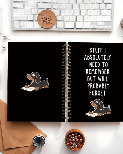 LIANGW Funny Dachshund Gifts for Women & Men, Dachshund Spiral Notebook Journal, Funny Weiner Dog Gifts, Sausage Doxie Dog Gift, 5.5x8.3 Inch