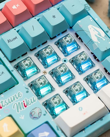 Akko Creamy Cyan Clicky Switch with LED Diffuser for Backlit Mechanical Keyboard - 5-Pin 50gf Pre-Lubed with Standard MX Structure for Gaming (45pcs)