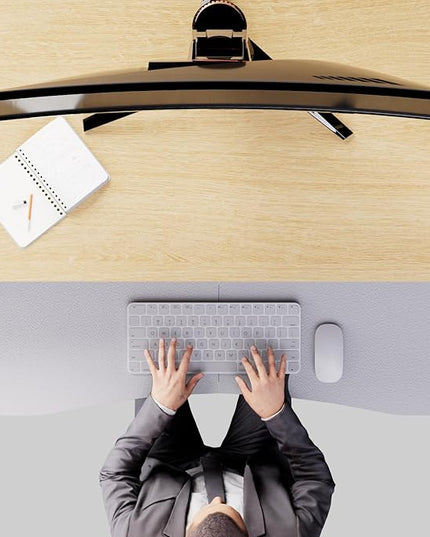 Desktop Keyboard Tray, Under Desk Pull Out,25.59" X 11.81" Large Size Radian Keyboard Tray with C-Clip Mount, Easy Installation, Computer Keyboard Stand, for Home Study and Office(White)