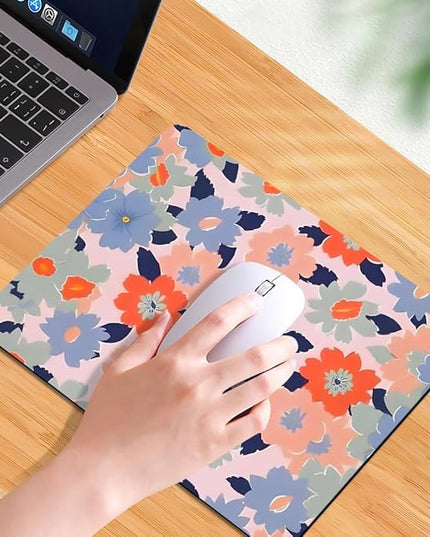 Field of Flowers Pastel Floral Square Mouse pad, Texture, Waterproof, Anti Slip Rubber Base, Computer Mouse pad, Laptop Mouse pad