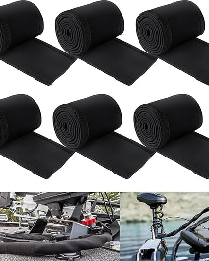6 PCS Trolling Motor Cable Organizer Sleeve, 60" L Neoprene Troll Sleeve Trolling Motor Wire Cover, Cable Management Sleeve Wrap for Cover Wire and Extension Cords