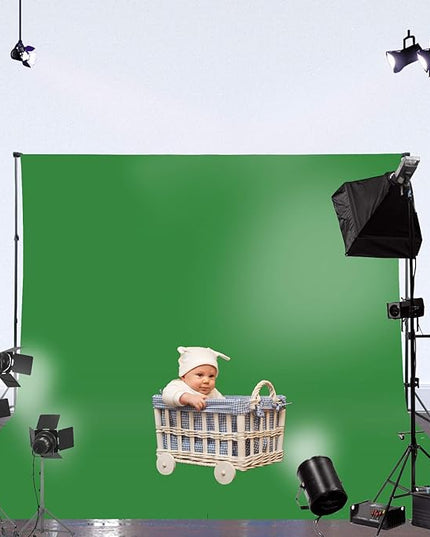 ISSUNTEX 5X7 ft Background Muslin Backdrop, Photo Studio, Collapsible High Density Screen for Video Photography and Television-Blue/Green