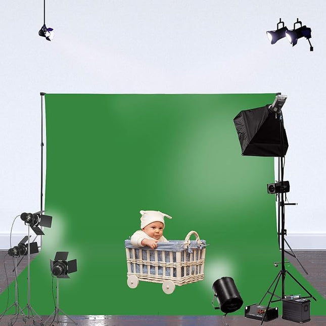 ISSUNTEX 5X7 ft Background Muslin Backdrop, Photo Studio, Collapsible High Density Screen for Video Photography and Television-Blue/Green