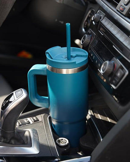 40 oz Tumbler with Handle and 2 Straws,2 in 1 Lid Insulated Water Bottle Stainless Steel Travel Coffee Mug,Wisteria