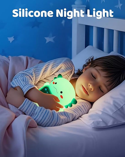 Axolotl Alarm Clock with Night Light for Kids, Rechargeable Silicone Lamp Time to Wake Clock Cute Animal Tabletop Lamp, Perfect Sleep Companion for Boys Girls, Green
