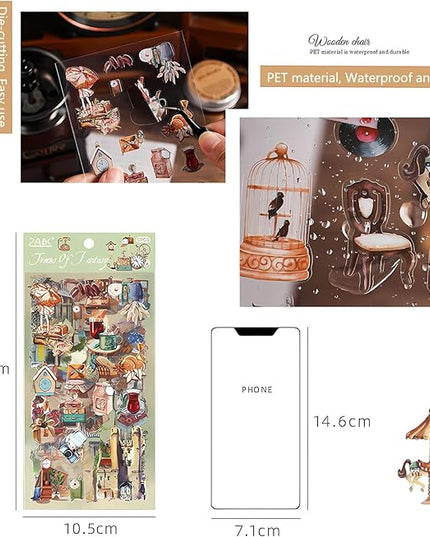 Ptyism 563 Pcs/36 Sheets Stickers for Scrapbooking,Sticker for Journaling Scrapbooking Stickers for Scrapbooking Art Journal Bullet Journal Accessories