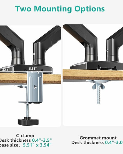 WALI Dual Monitor Stand for 17-32 inch Computer Screens, Dual Monitor Arms for 2 Monitors Holds up to 22 lbs, Height Adjustable Gas Spring Dual Monitors Mount, VESA 75x75/100x100mm (GSMP002N), Black