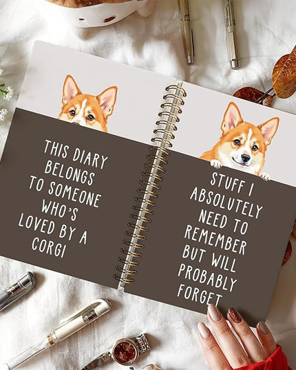 LIANGW Funny Corgi Gifts for Women & Men, Corgi Lovers Gifts Spiral Notebook Journal for Writing, Pet Dog Mom Owner Gift, 5.5x8.3 Inch