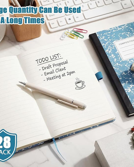 Laumoi 28 Pack PU Leather Lined Notebook Journal Bulk A5 Hardcover Notebook College Ruled 5.5 x 8.2 Inch Journal with Pen Holder for School Business Work Writing(Sky Blue,Marble)