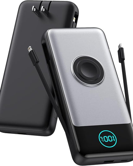 Portable Charger for iPhone with Built-in Cables and AC Wall Plug,Upgraded 26800mah Fast Charging USB C Power Bank,25W PD Travel Essential Battery Pack for iPhone 17/16/15/14/13,Galaxy,Apple Watch