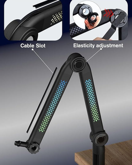 SUNMON RGB Mic Arm – Adjustable Boom Arm with Rhythm RGB Lighting for Blue Yeti, HyperX QuadCast, Rode, Fifine AM8, and More – Perfect for Podcasting, Streaming, and Gaming