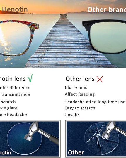 Henotin 3-Pack Blue Light Blocking Reading Glasses,Spring Hinge Computer Readers for Men Women,Anti UV Ray Filter Eyeglasses (readers for women, 0.75)