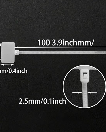 Nylon Marker Cable Ties 300PCS White Self-locking Wire Zip Ties Cable Mark Tags Label Tie Straps Nylon Power Marking Label