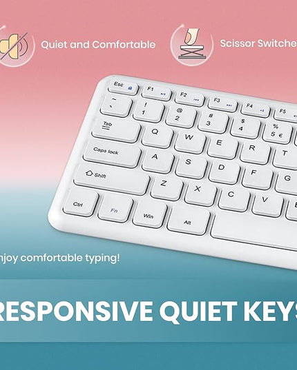 Perixx PERIBOARD-213W Wired Quiet USB Scissor Keyboard - 14.45x4.76x0.70 Inches - Compact Design with Number Pad - White - US English (PERIBOARD-213US)