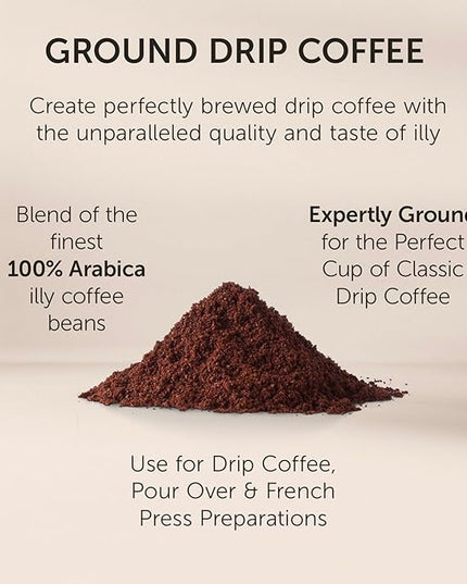 Illy Intenso Ground Drip Coffee, Bold Roast, Intense, Robust And Full Flavored With Notes Of Deep Cocoa, 100% Arabica Coffee, No Preservatives, 8.8oz (Pack Of 1)