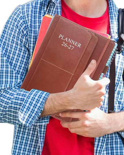 2026-2027 Planner - Weekly & Monthly Planner Runs from January 2026 to June 2027, 5.8" x 8.25", 18 Month Planners, 14 Notes Pages, Inner Pocket, PU Leather Hard Cover, Brown Monthly Planners 2026-2027