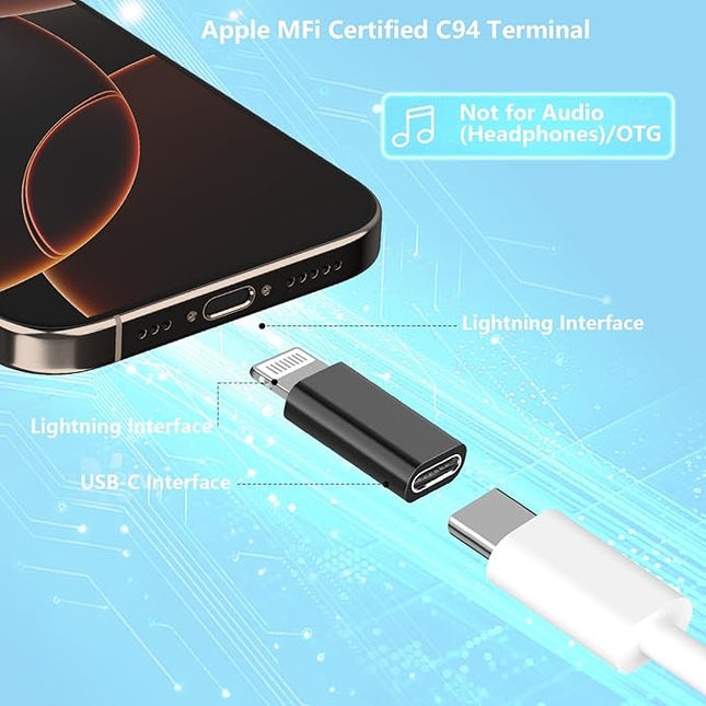 [Apple MFi Certified] USB C to Lightning Adapter, Stuffcool 4Pack Lightning Male to USB C Female Digital Converter PD 20W Type C Fast Charger Connector for iPhone 14 13 12 11 Pro XS XR X 8 SE iPad Pro